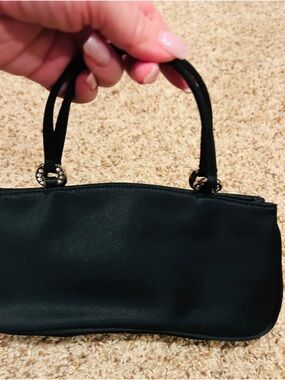 Classic Black Handbag with Crystal Accent Handles